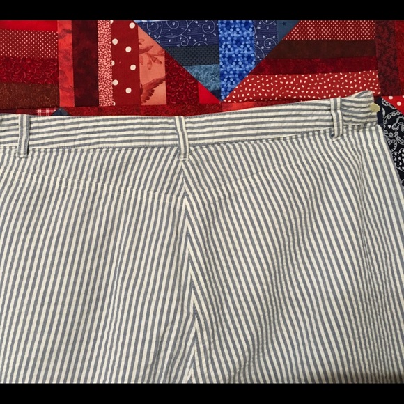 Seersucker capris. Blue and white stripes. - Picture 3 of 6